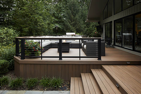 Modern Deck Railing Ideas TimberTech English Walnut Vintage Collection AZEK Decking Woodland Deck Content